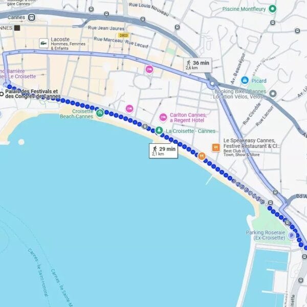 Cannes : secteur Palm Beach – 1 chambre – Vue mer